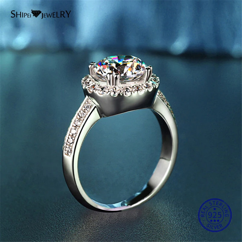 ShiPei 100% 925 пробы серебро 2ct создан Муассанит Сердце и стрелы обручальное кольцо для