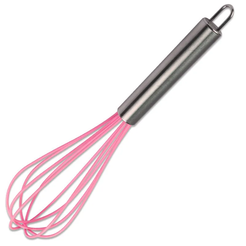 Egg Beater Pink Розовые/черные силиконовые наборы инструментов для приготовления пищи с ручкой из нержавеющей стали, ложка для взбивания яиц, лопатка, Тернер, кухонные принадлежности, наборы кухонной посуды - Цвет: Egg Beater Pink