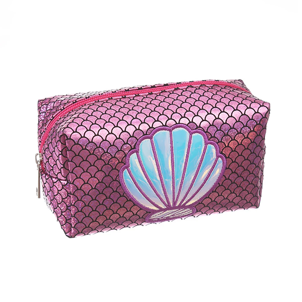 Красный Русалка хвост Seashell молния женская сумка органайзер для макияжа пенал для карандашей - Цвет: Красный