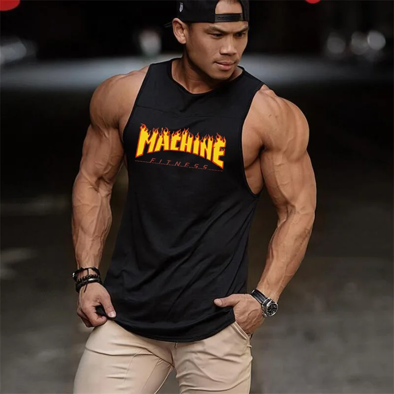 Muscleguys Gyms Tank Top Men Workout Clothing Bodybuilding Stringer Muscle Vests Cotton Patchwork Singlets fitness homme