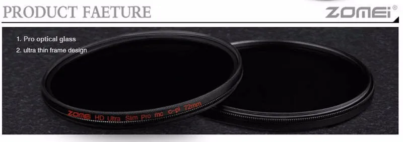 Zomei52/55/58/62/67/72/77/82 Ultra Slim HD MC CPL Циркулярный поляризационный фильтр для цифровой зеркальной камеры Canon Nikon sony Pentax линза для объектива однообъективной цифровой зеркальной фотокамеры DSLR