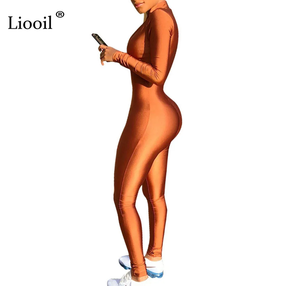 Liooil, комбинезон с длинным рукавом, женский, s, комбинезон, весна, водолазка, на молнии, обтягивающие, для женщин, для тренировок, комбинезоны, спандекс, сексуальные женские комбинезоны