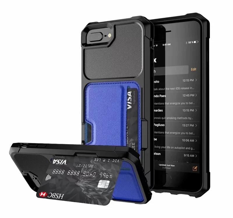 TPU Soft PC Hard Hybrid Phone case for iPhone X XR XS MAX Double Protection Card housing Case 6 6s 7 8 Plus cover |