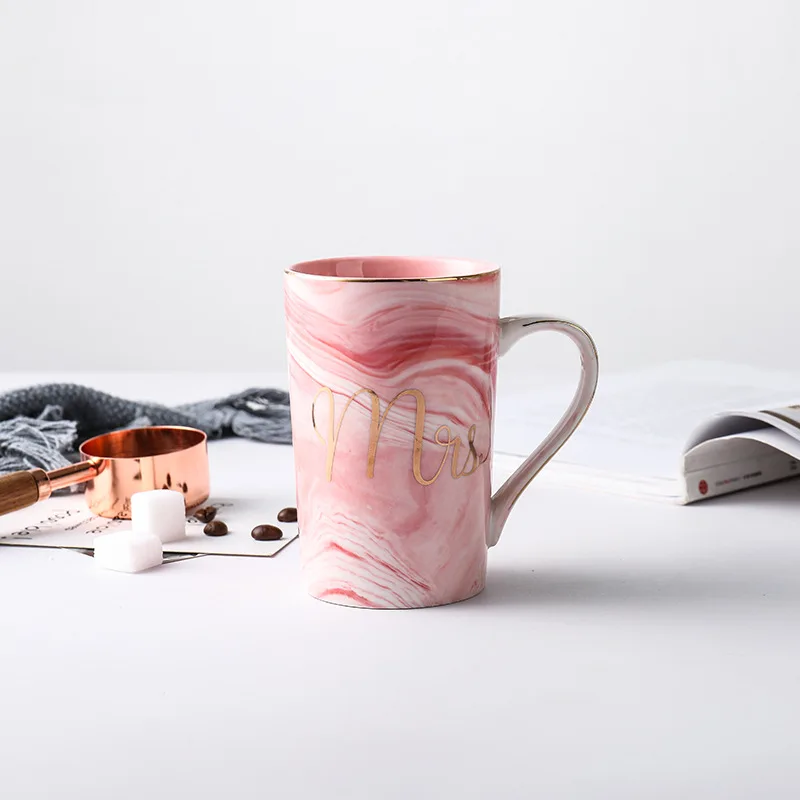 Pink-M cup Креативная круглая кружка с мраморным узором Цветная Керамическая чашка Фламинго Чай Молоко Кофе Кружка хорошо продается в помещении офис подарок чашки Посуда для напитков - Цвет: Pink-M cup