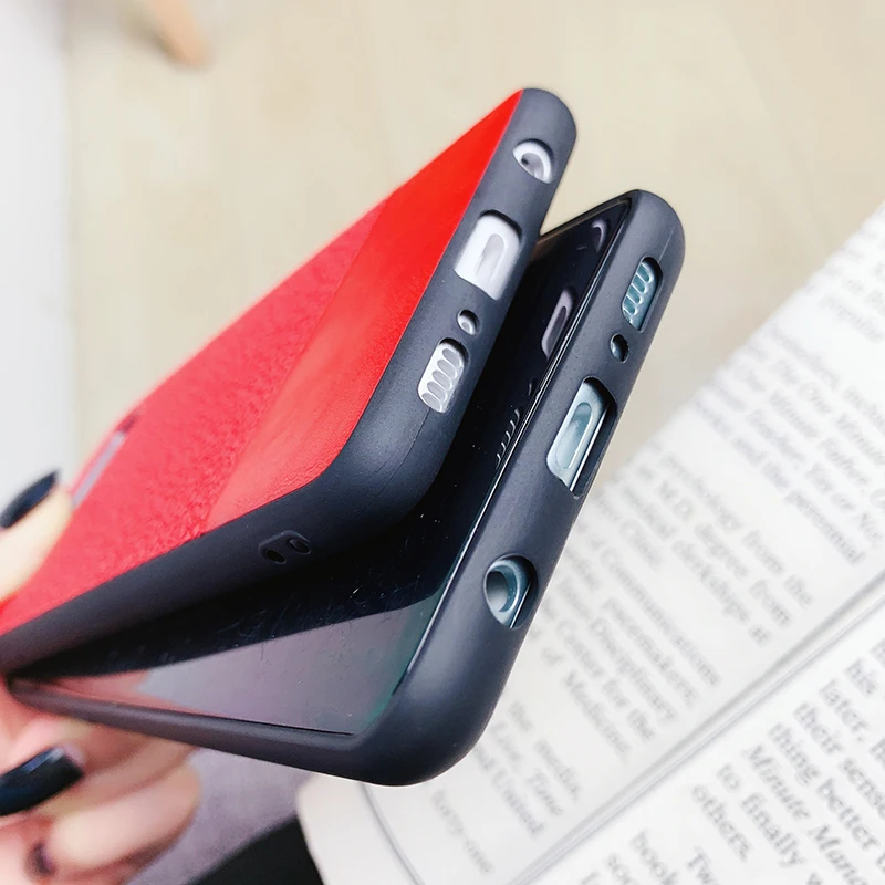 YHBBCASES For Samsung Galaxy S10 Plus S8 S9 Fashion Splice Leather Cases Note 8 9 Couples Solid Color Phone Cover |