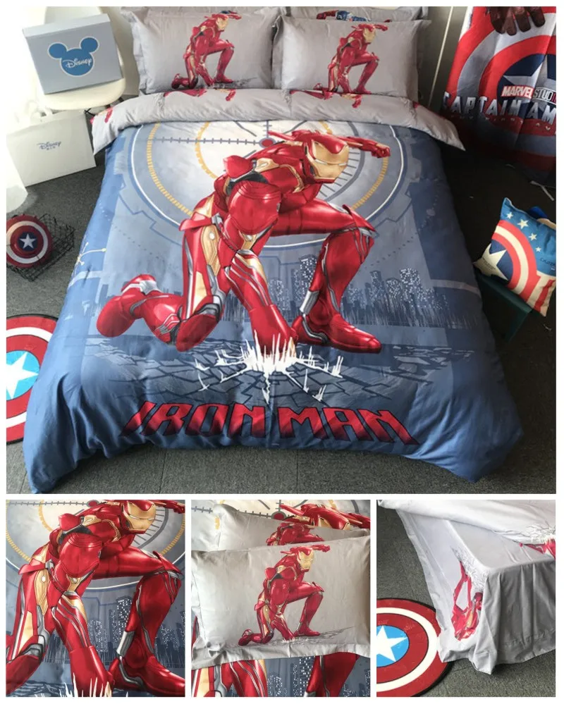 3D одеяло marvel, Капитан Америка, набор пододеяльников для мальчиков, с рисунком из мультфильма, декор из египетского хлопка, постельное белье queen, 3-4 шт