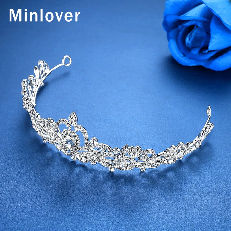 Minlover принцесса кристалл свадебные диадемы невесты повязки для женщин для выпускного на волосы украшения Свадебные аксессуары для волос HG012