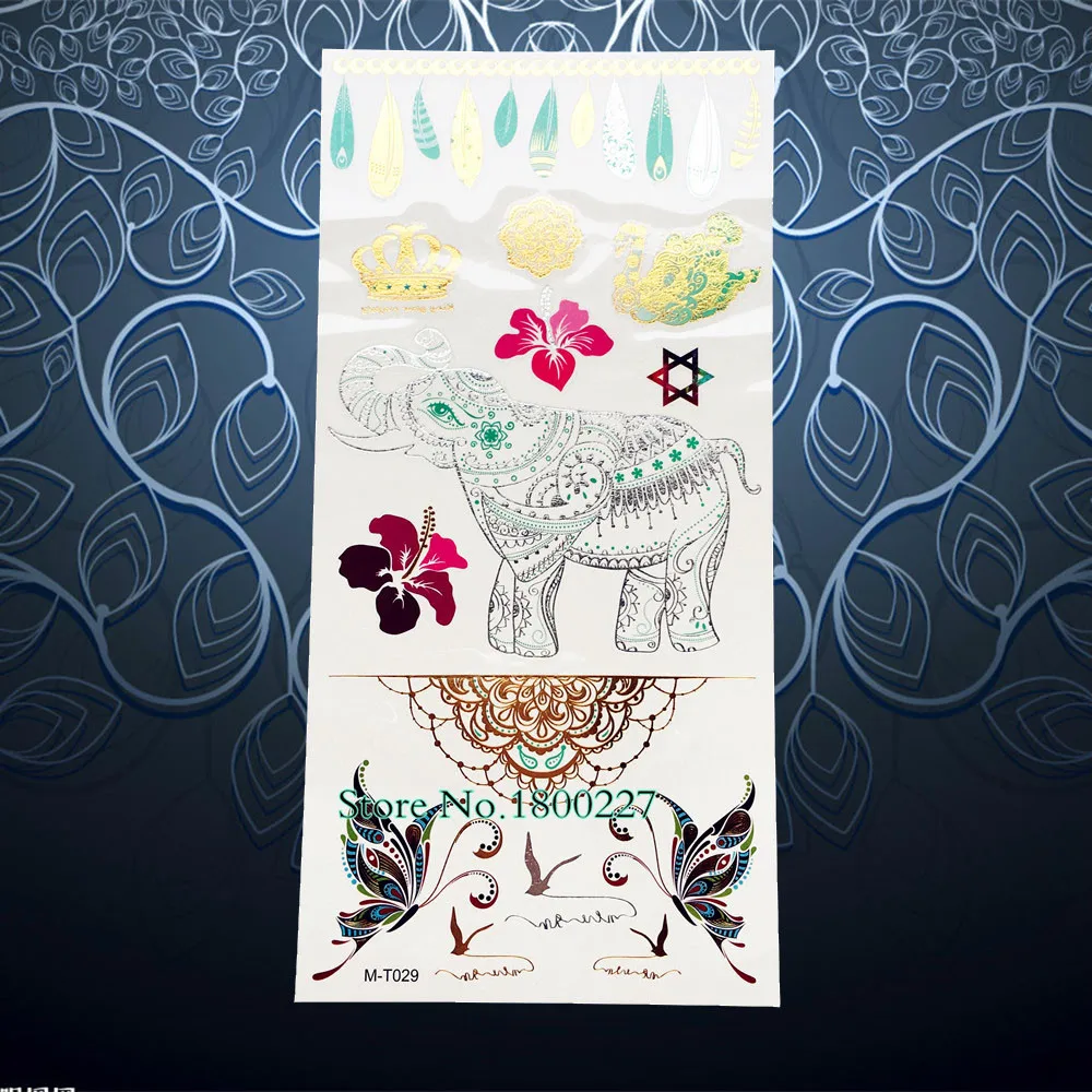 Индийский тотем Золотая вспышка тату слон узор женский боди арт рука Чокер