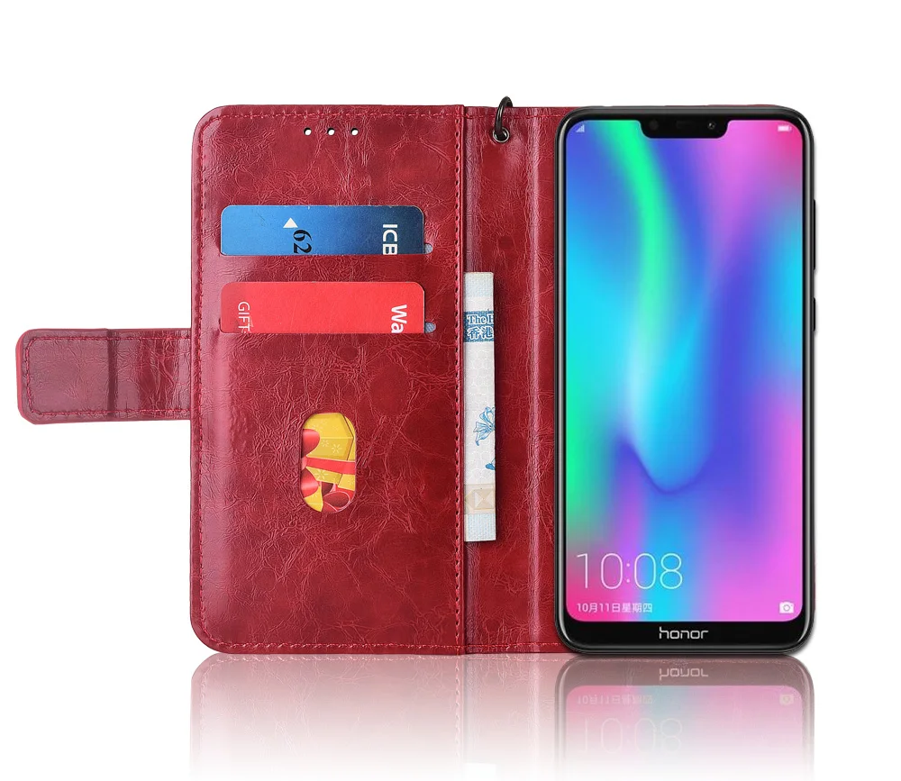 Новейший Чехол-бумажник из ТПУ для huawei Honor 8C, флип-чехол с ремешком, специальный чехол-книжка из искусственной кожи с тиснением в виде цветов