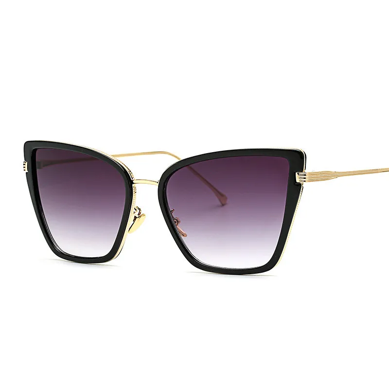 Новые брендовые дизайнерские солнцезащитные очки Cateye, женские винтажные металлические очки, зеркальные ретро очки Lunette De Soleil Femme UV400