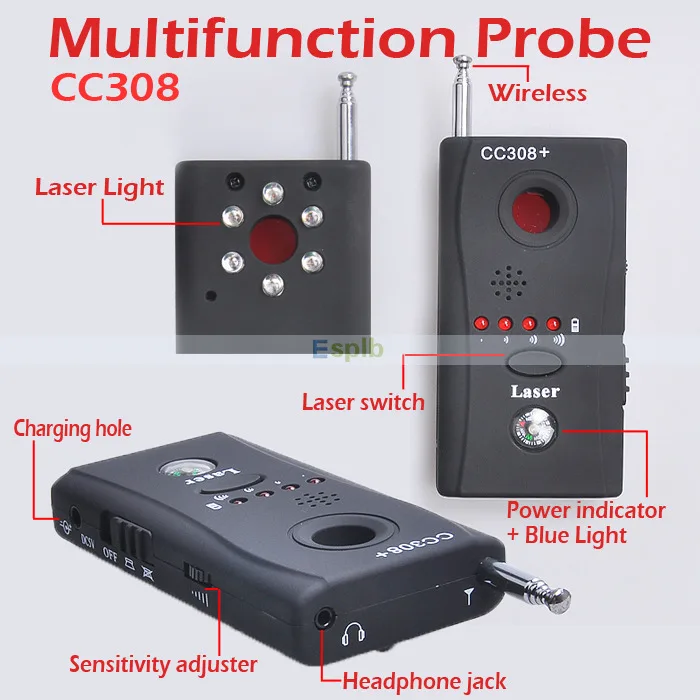 Cc308 + мульти беспроводной детектор объектива камеры радиоволн сигнала детектора