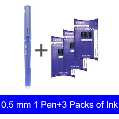 0.5 Blue and 3 Ink LifeMaster пилот V5 V7 Hi-Tecpoint картридж Системы Ручка-роллер 0,5/0,7 мм кончик иглы многоразового использования - Цвет: 0.5 Blue and 3 Ink
