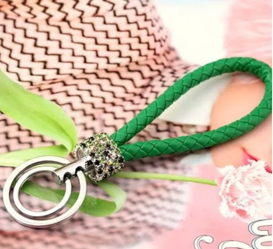 QM012-17 Дешево! Двойная петля Кристалл rhinestone брелок креативный брелок кошелек сумка Подвеска на рюкзак 21 цвет - Цвет: QM012-17