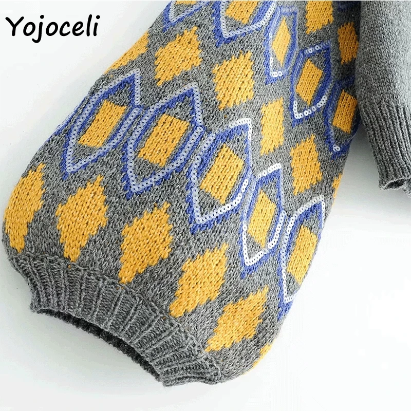 Yojoceli/теплый зимний свитер вязаный с блестками Женские топы длинными рукавами и