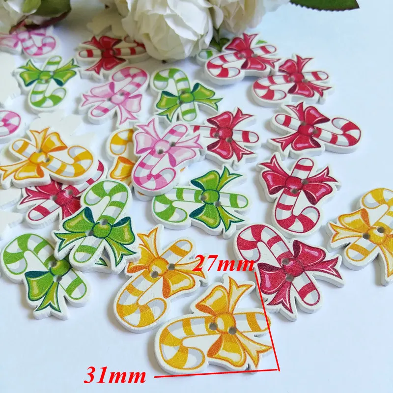 40 шт. рождественские швейные принадлежности пуговицы деревянные кабошоны для