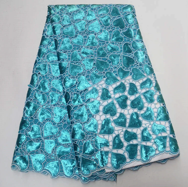 

Sky Blue African Organza Lace Fabric High Quality Nigerian Lace Fabric With Sequins Hot sale Organza Lace Fabric