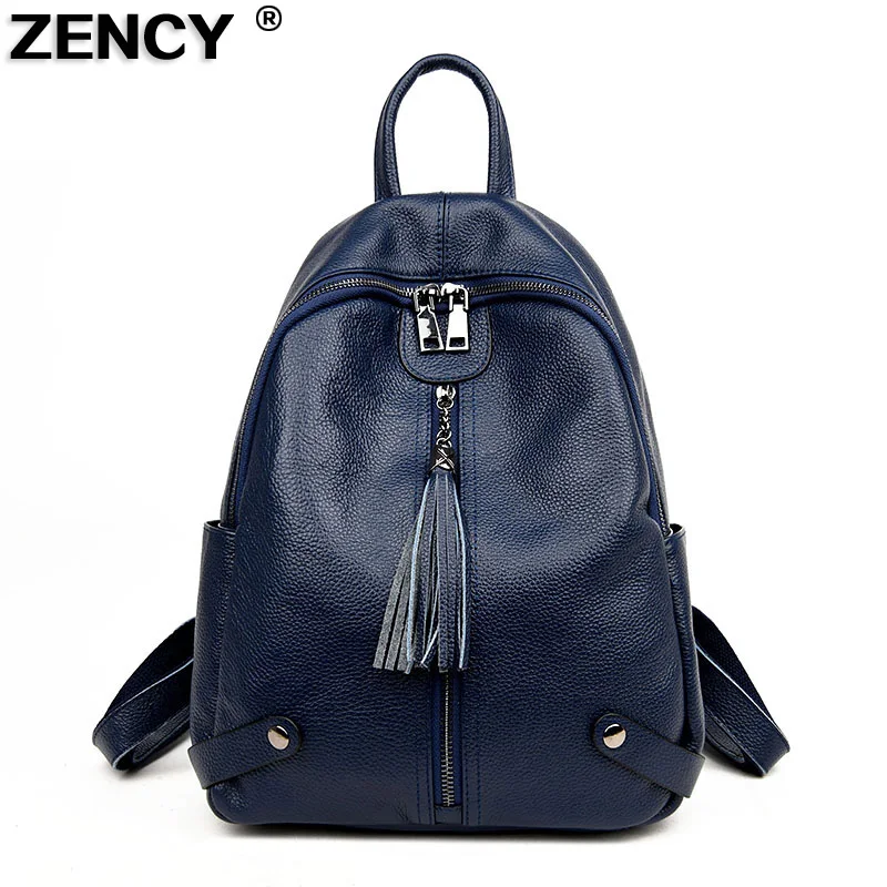 

Женский рюкзак ZENCY из 100% натуральной коровьей кожи, Дамский дорожный ранец в Корейском стиле, повседневные школьные портфели из воловьей ко...
