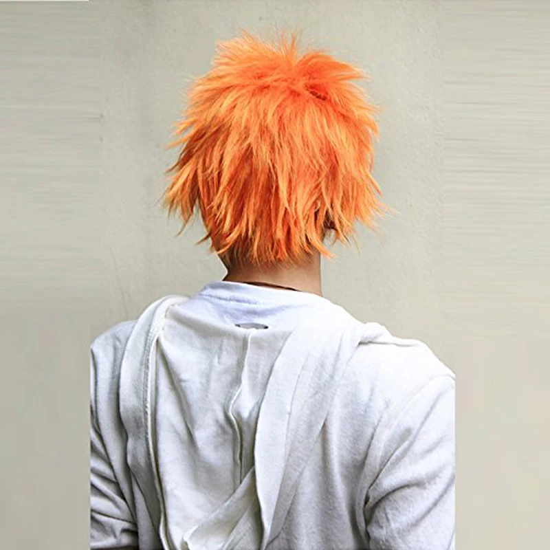 Мужские парики для косплея LEACH Kurosaki Ichigo короткие оранжевые термостойкие