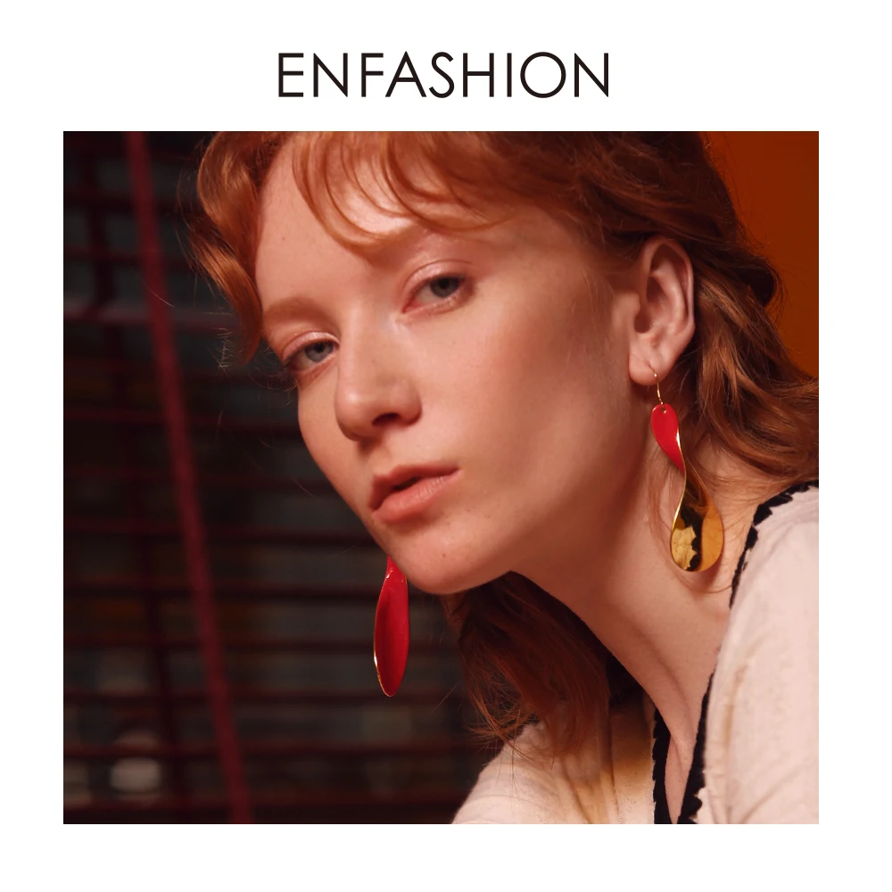 Enfashion красные Висячие серьги для женщин золотого цвета, большие длинные висячие серьги, модное ювелирное изделие Oorbellen EC191017