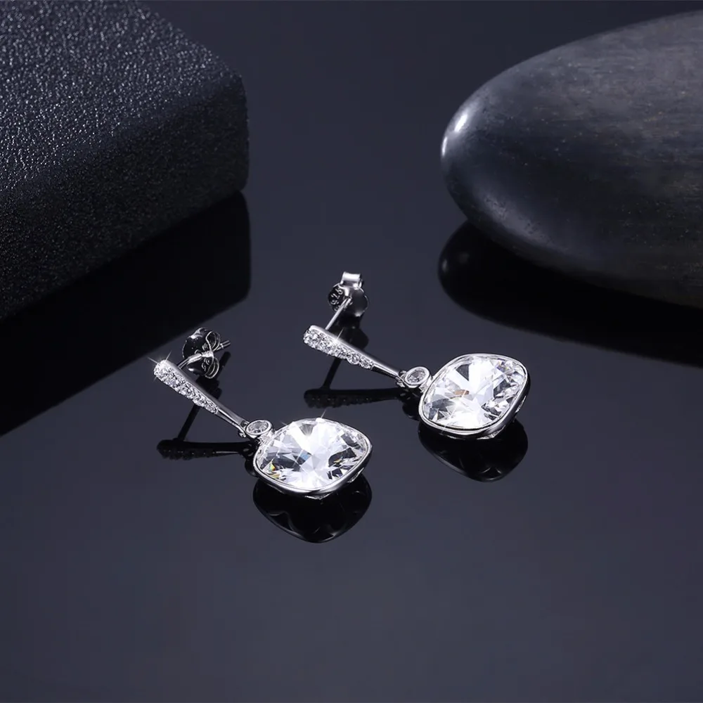 LEKANI роскошные изысканные кристаллы от Swarovski 925 пробы серебряные серьги для женщин Подарки на день Святого Валентина