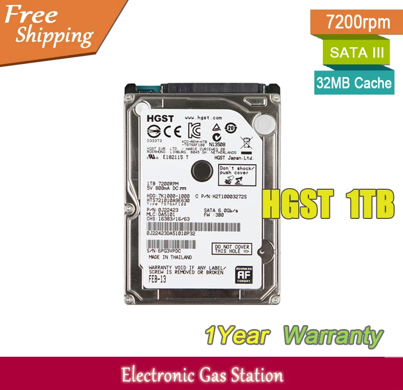 Оригинальный ноутбук жесткий диск hgst 1 ТБ 2.5 дюйм(ов) 7200 об./мин. 32 МБ кэш sata iii 1000 ГБ