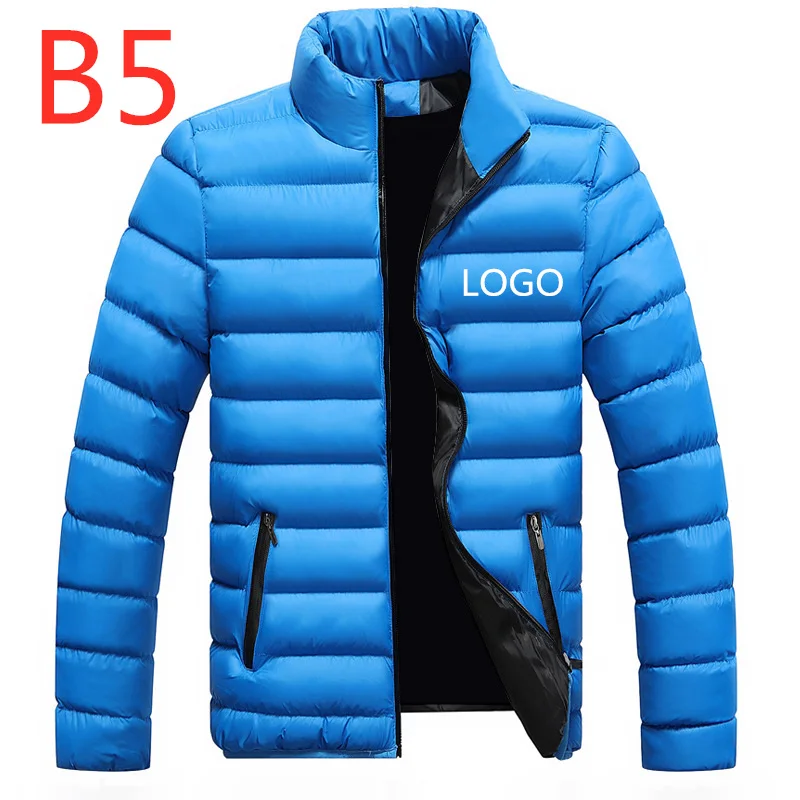 SKY BLUE B5 мужские вельветовые уплотненные пальто с логотипом, Одноцветный утиный пух, мужская зимняя куртка, обычная мужская уличная одежда, мужская теплая зимняя куртка на молнии - Цвет: SKY BLUE