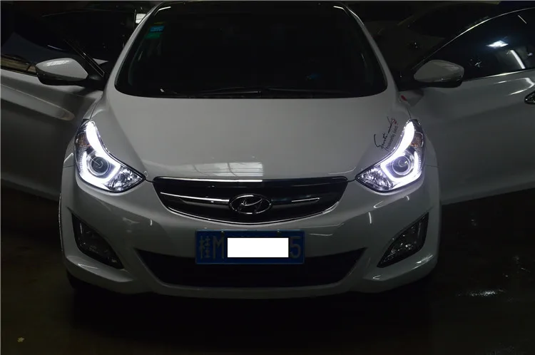 Автомобильный Стайлинг головная лампа для фары для автомобиля Hyundai Elantra angel eyes 2012- для Elantra головная лампа Биксеноновая линза Hi Low Beam h7