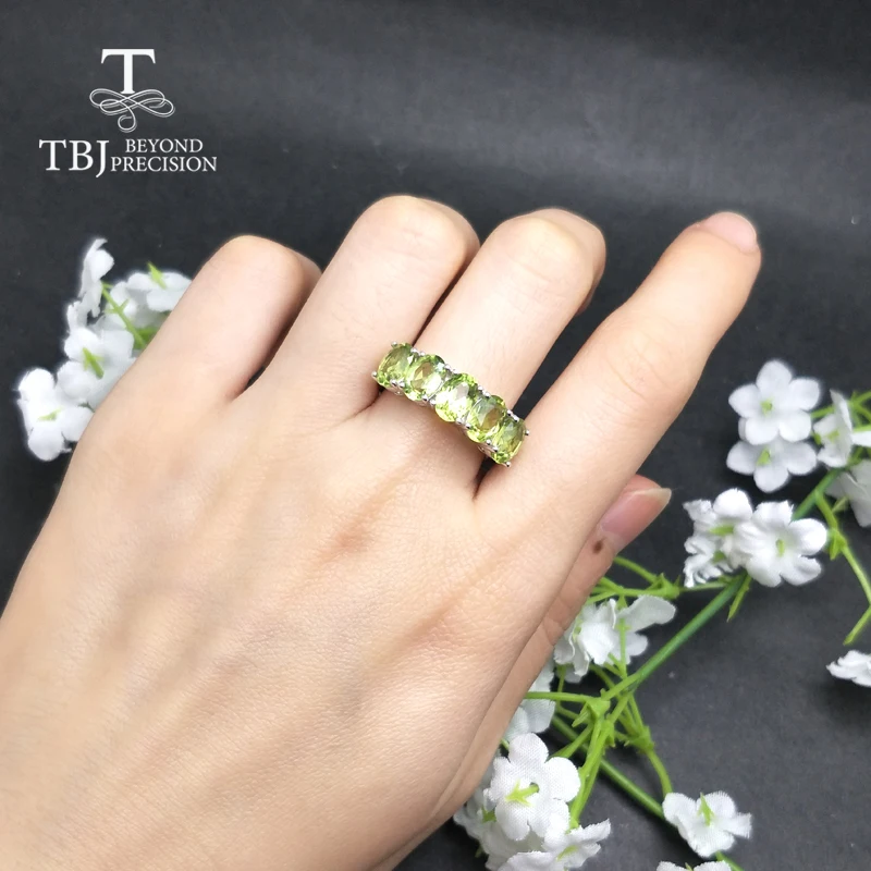 Tbj 100% натуральный Перидот oval5 * 7 мм 4ct кольцо с драгоценным камнем из стерлингового