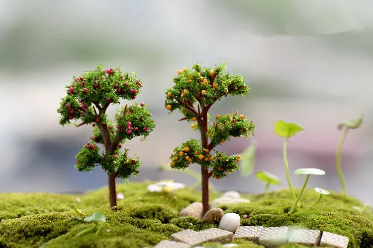 

8pcs/lot Mini Tree Terrarium Figurines Garden Miniature Resin Craft Home Garden Decoration Micro Landscape Bonsai Plant KS 030