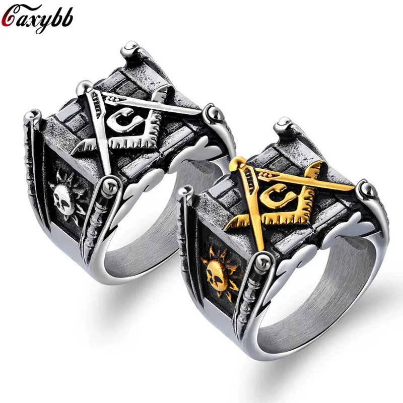 Мужское массонское кольцо в стиле панк масонское античном незаменимое мастером