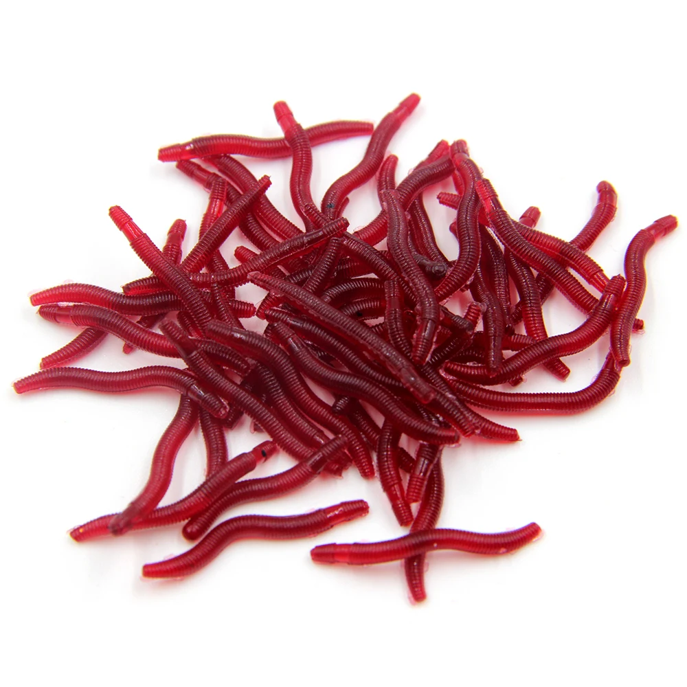 100 шт./лот мягкая рыболовная приманка искусственные приманки красные черви запах