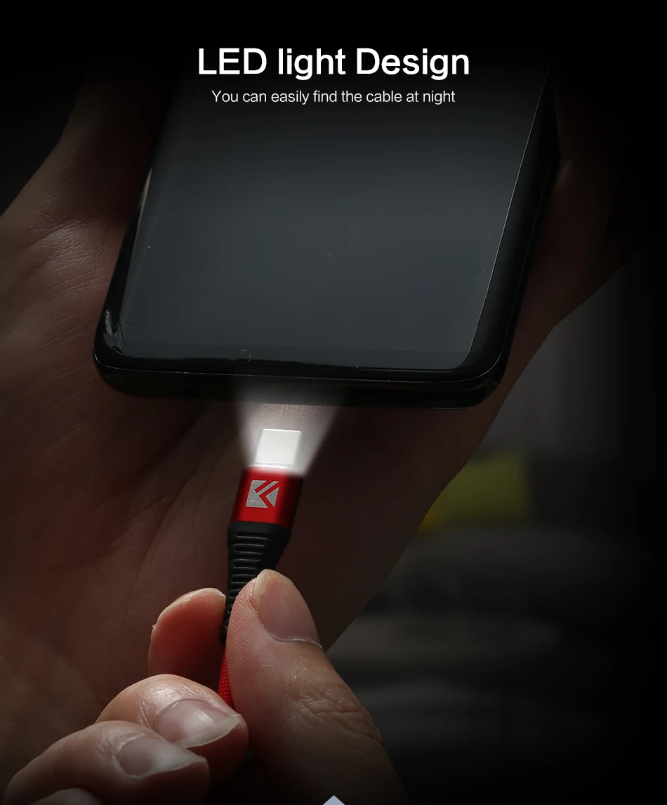 Светодиодный кабель FLOVEME type-C для samsung Galaxy S10E S10 Plus, кабель usb type-C для быстрой зарядки Xiaomi Redmi MI8, Кабель зарядного устройства