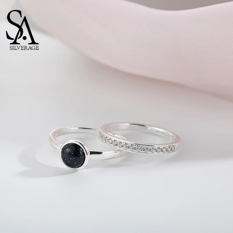 Женские вечерние кольца SA SILVERAGE круглые Aneis Anel Feminino с двойным кольцом ювелирные