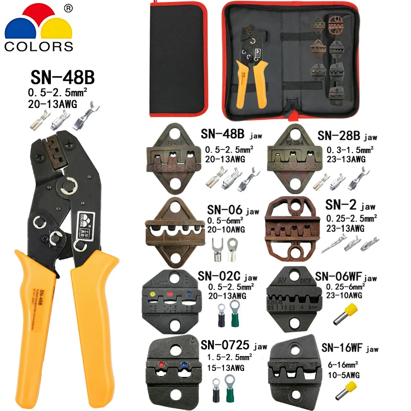 Обжимные плоскогубцы SN-48B 7 челюстей для tab C3 DuPont 2,54 3,96 2510 pulg/пробки/Изоляционные клеммы комплект сумка Электрический зажим фирменные инструменты