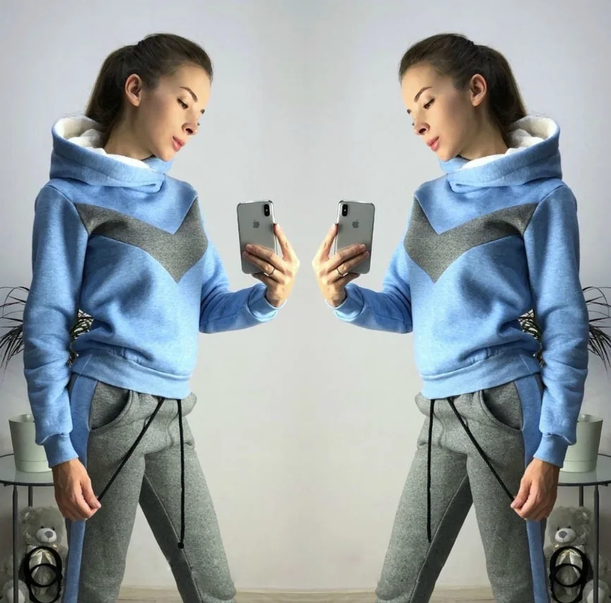 Женские осенние толстовки с капюшоном комплект из 2 предметов повседневные