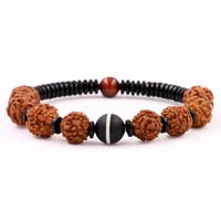 natural 10mm rudraksha beads tibetan unisex red tigers eye yoga meditation ethnic macrame bracelet for women and men