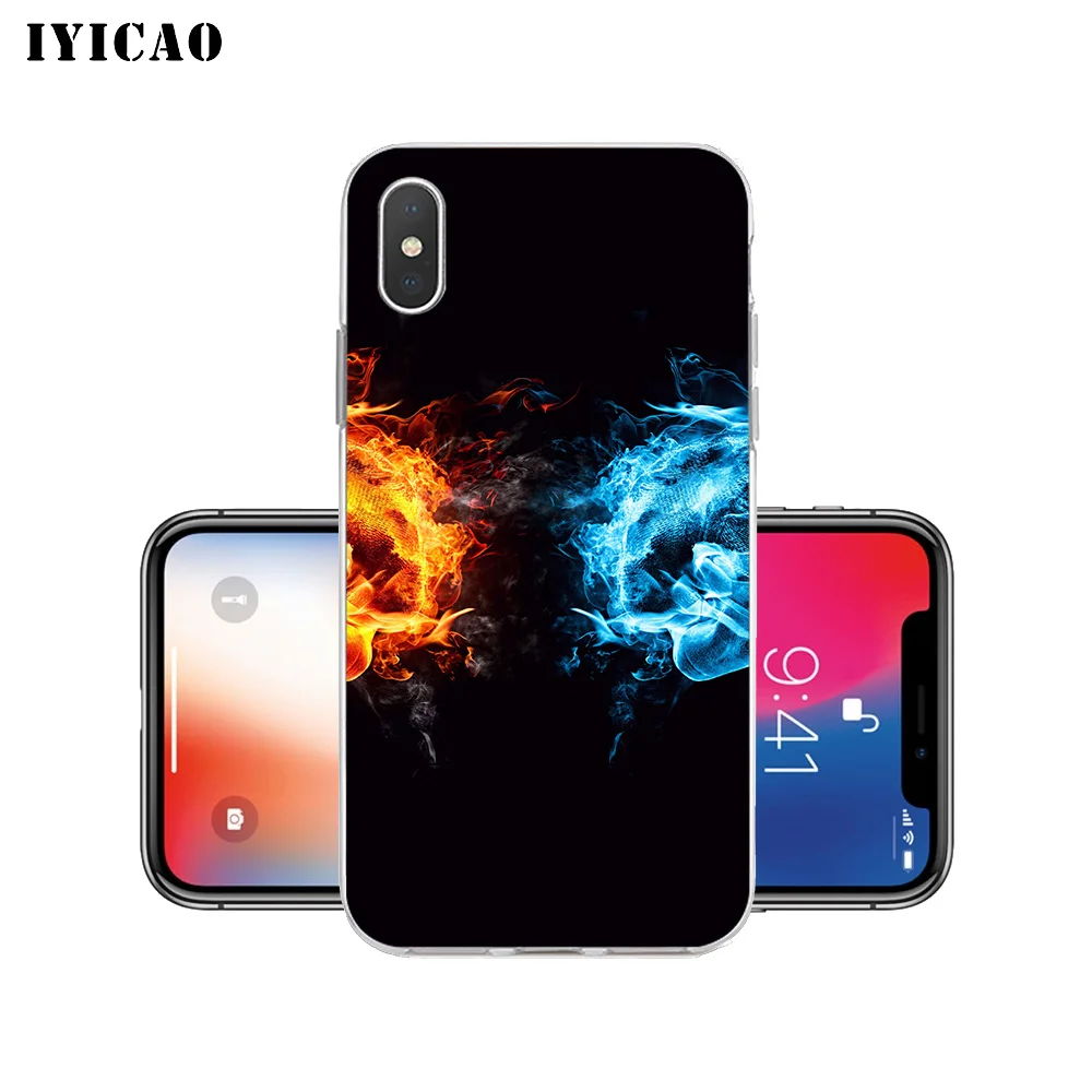 IYICAO Fire Football sky moon Мягкий силиконовый чехол для телефона iPhone X XR XS MAX 6 6s 7 8 Plus 5 5S SE TPU |