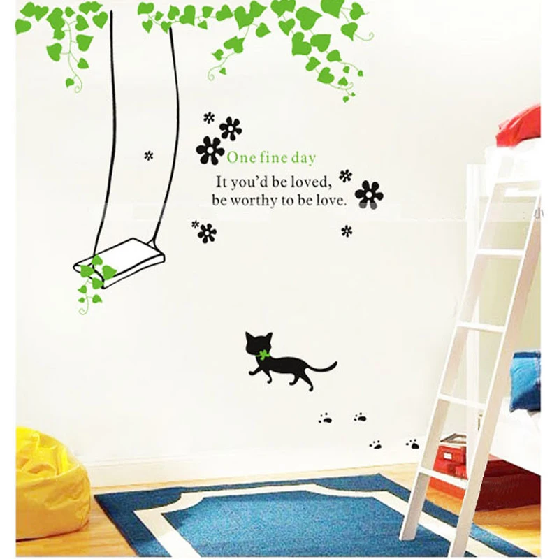 Качели Черный Кот стикер окна стекло гостиной декоративные наклейки на стену s