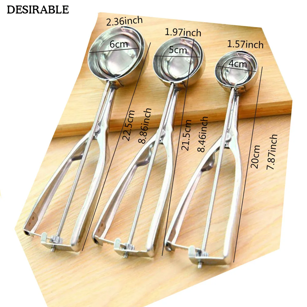 1Pc New Ice Cream tools high quality Stainless Steel Multifunction Spring Handle fruit Potato Kitchen Fruit platter tool 4/5/6cm | Дом и сад