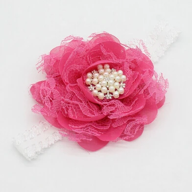 Повязка на голову для девочек кружевная широкая с жемчужинами ободок большим