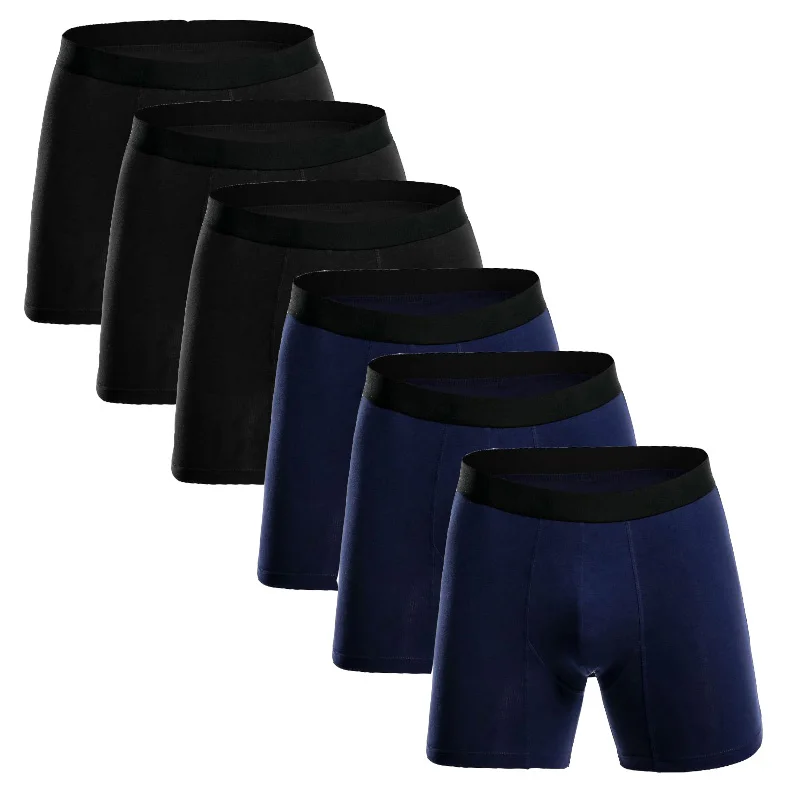 3 Blue 3 Black Европейский размер размера плюс хлопок Мужское нижнее белье боксеры шорты длинные ноги комфорт Мужское нижнее белье мужские hombre боксеры marca s m l xl XXL - Цвет: 3 Blue 3 Black