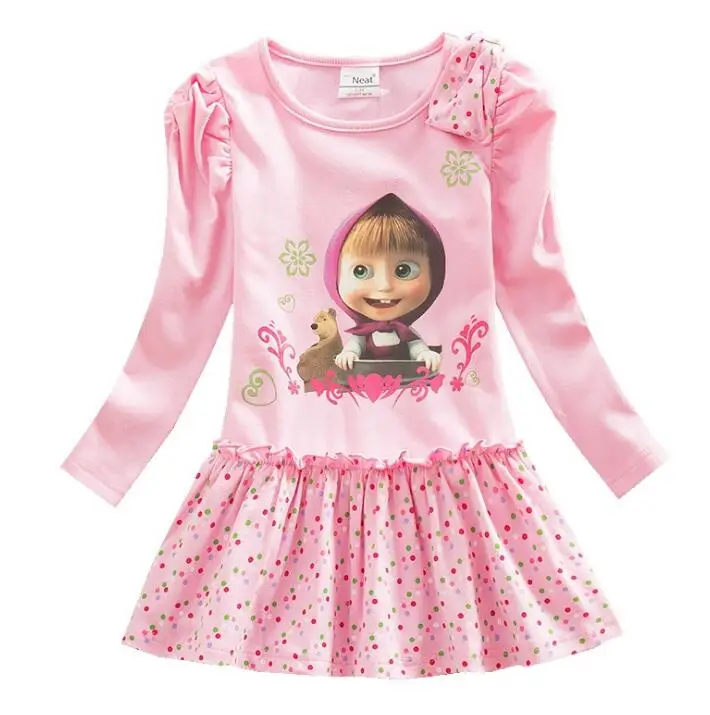 LH5306 pink Длинные платья для маленьких девочек; Новинка г.; осенне-весеннее платье для девочек; платье с длинными рукавами и вышитым рисунком единорога для девочек; 81036 - Цвет: LH5306 pink