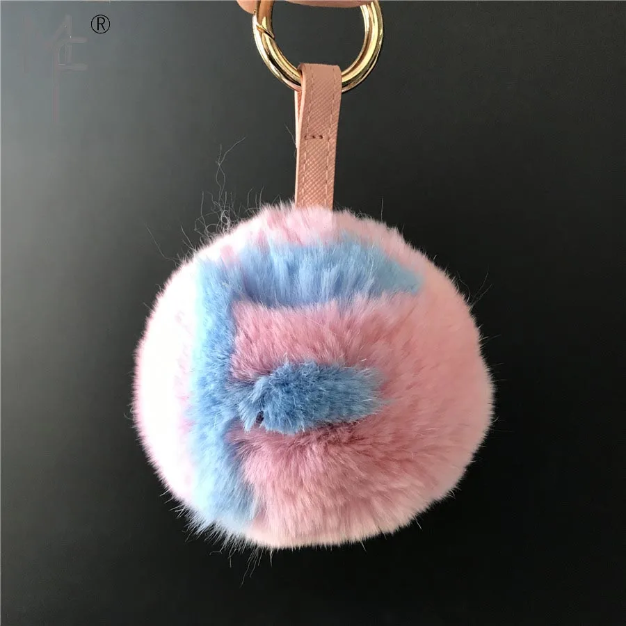 Magicfur-ABcharm Начальная Буква F реального меха кролика рекса письмо помпонами мягкий брелок Сумочка Шарм автомобильный телефон брелок кулон