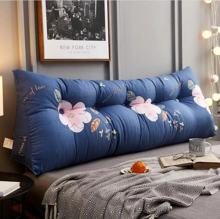 color16 New 50x150cm Printed Cotton Wedge Pillow for Bed Backrest Cushion Washable large Waist Support Cushion Home Decor Bedside Pillow - Цвет: color16