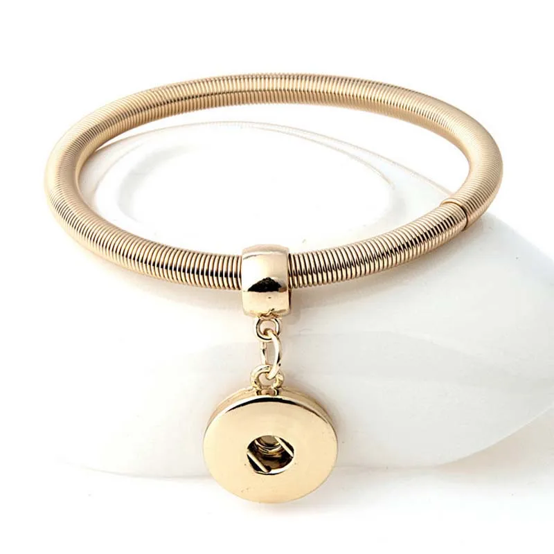 

Simple 3 Colors 230 Vintage Elastic 18mm Snap Button Bracelet Bangle Interchangeable Charm Jewelry For Women gift