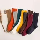 Японские повседневные хлопковые носки, теплые однотонные вязаные длинные носки для женщин и мужчин, зимние и осенние носки для девушек и женщин, праздничные подарки, аксессуары