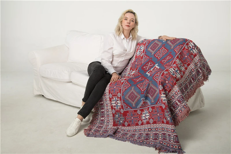 Индийское полотенце для дивана, хлопковое нескользящее национальное Хлопковое одеяло, богемное одеяло для дивана, одеяло для дивана, подушка, одеяло с геометрическим узором