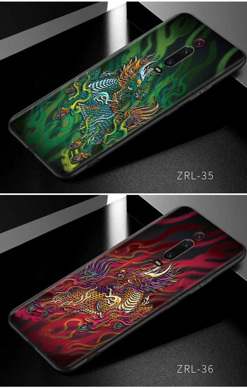 Чехол для redmi k20 mi 9 t, мягкий чехол с вышивкой для мужчин, чехол для xiaomi mi 9t redmi k20 pro, силиконовый чехол для задней панели с изображением дракона и Льва, чехол для xiaomi k20