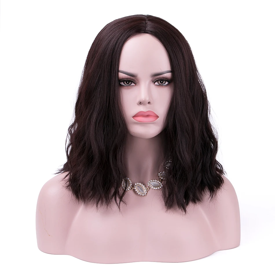 Rosa Star Short Wavy Synthetic Wigs For Women Middle Part Black Heat Resistant Cosplay Costume Wig 11 Color - Color: Dark Brown