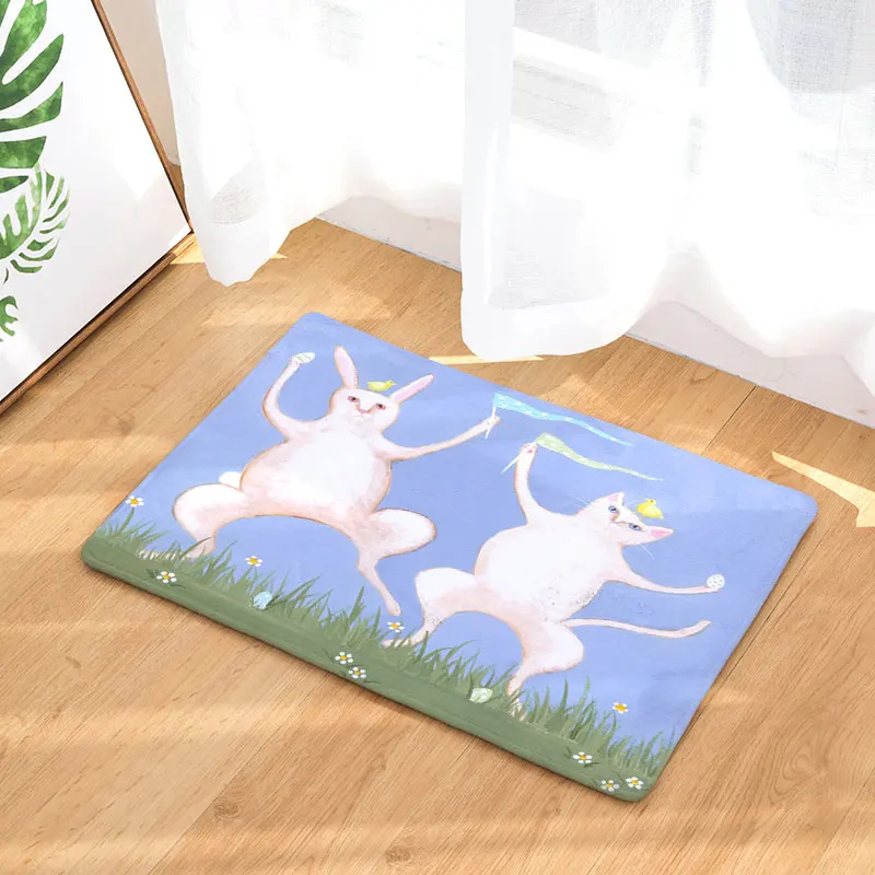 Monily Противоскользящий водонепроницаемый коврик для двери милый мультяшный Кот